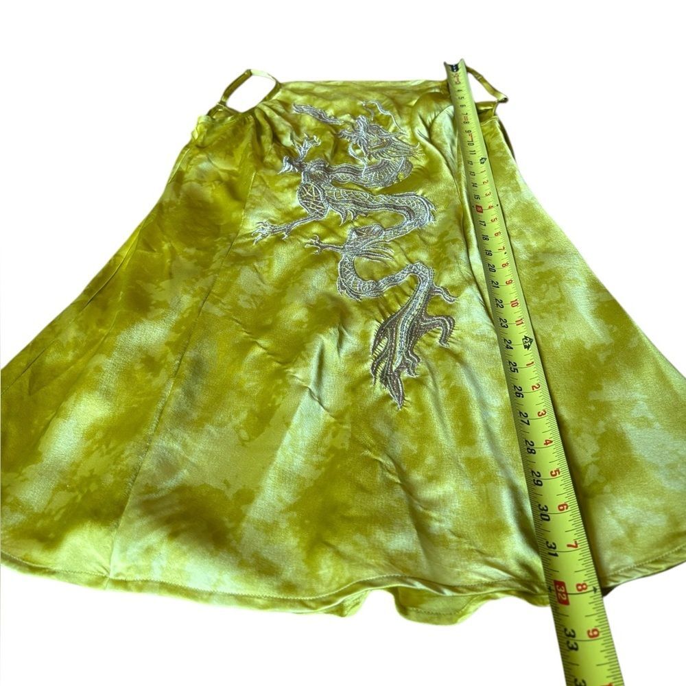 Urban Outfitters Bird Song Satin Mini Dress Dragon Embroidered Sequins 90s Large - Picture 14 of 15